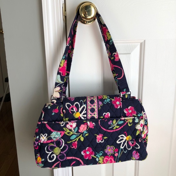 🌺Vera Bradley Ribbons Navy Blue Pattern Shoulder Bag🌺 - Picture 2 of 12